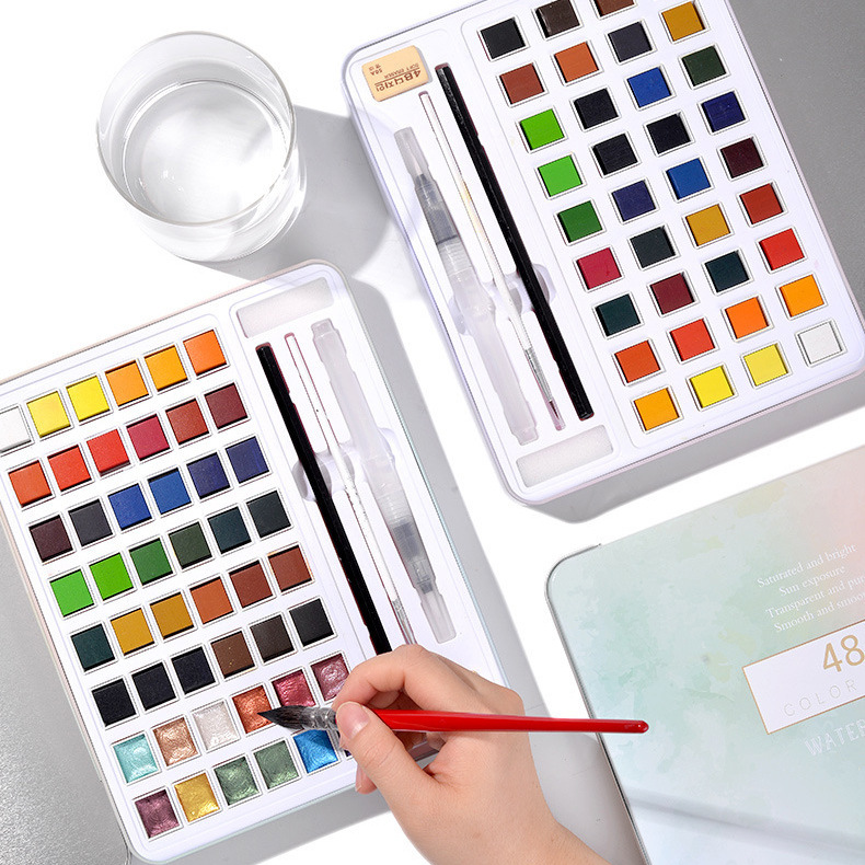 Non-LOGO neutral iron box packaging solid watercolor paint suit pearlescent watercolor nail art watercolor painting