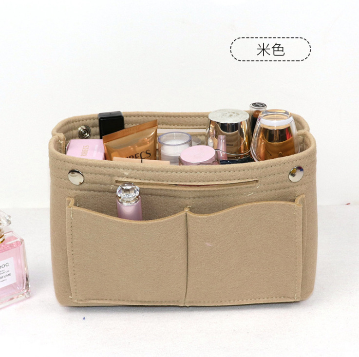 Picture of Factory wholesale felt cosmetic bag multi-functional Women's Travel liner bag large capacity felt snap storage bag
