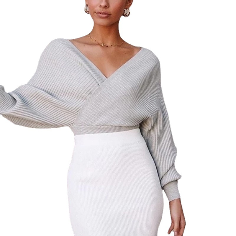 Picture of 2025 European and American Knitted Women's Waist-Cinching Off-Shoulder Long-Sleeved Knitwear Pullover Inner Wear Outer Knitwear Women's 3D Stereo