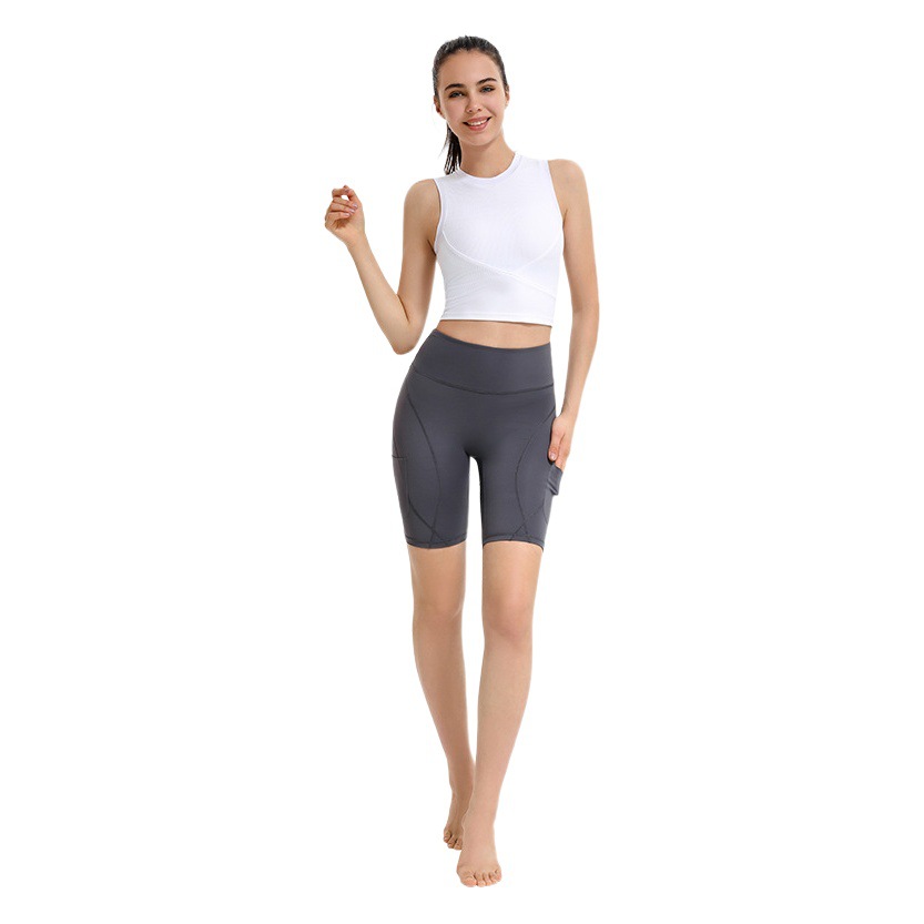 Cross-Border Dropshipping Sleeveless Ribbed Sports Vest for Women Running Fitness Elastic Tight Outer Wear Yoga Bra