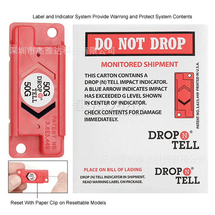 Picture of Wooden Box Shock-Proof Label Dropntell Shock and Color-Changing Logistics Transport Monitoring Label Express Anti-Collision Label