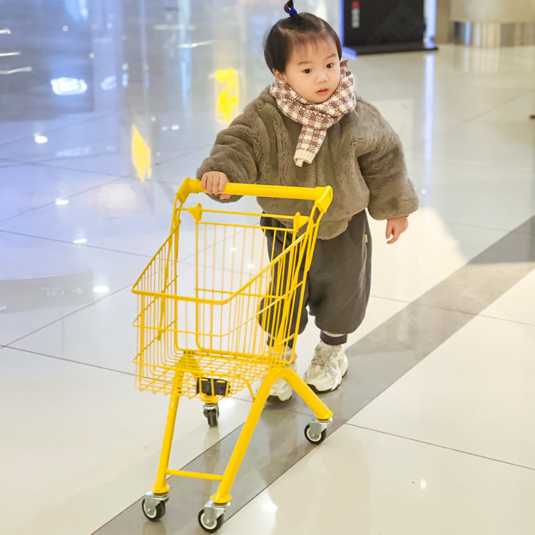 Picture of Children's shopping cart baby toy snack cart supermarket small iron cart play house hand push storage cart can be sent on behalf