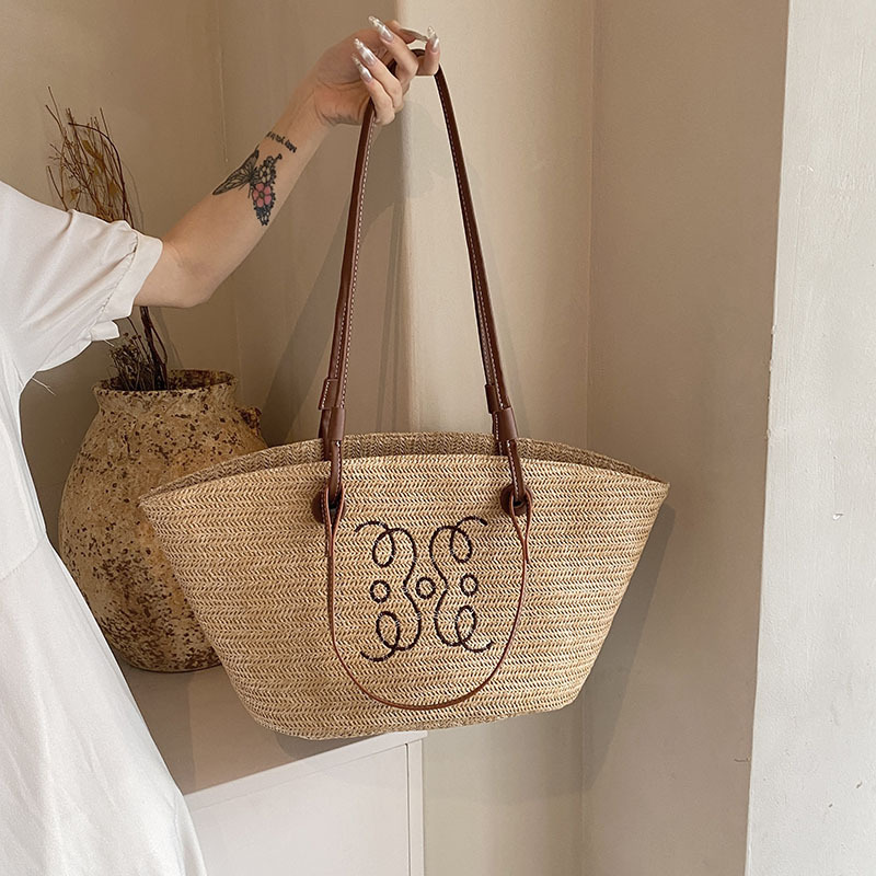Picture of Woven Straw Large Capacity Tote Bag Women's 2024 Summer Rattan Vacation Summer Beach Hair Straw Bag