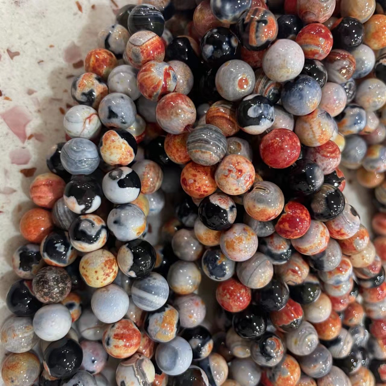 Picture of Douyin Hot Selling Natural Red Fire Agate Beads Loose Beads Agate Stone DIY Handmade Semi-Finished Bracelet Necklace