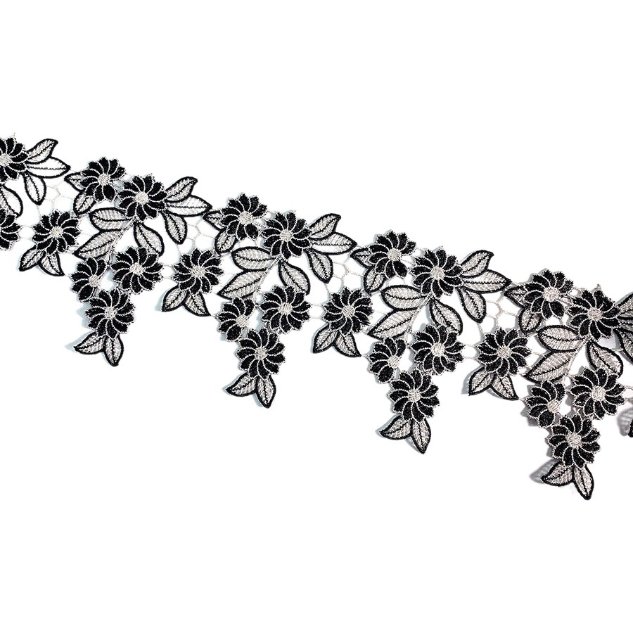 New Chinese-style Lace Sticklish Beauty Feeling Leaf Clothing All-match Embroidery Fine Thread Machine Embroidery Flower Bar Code Lace