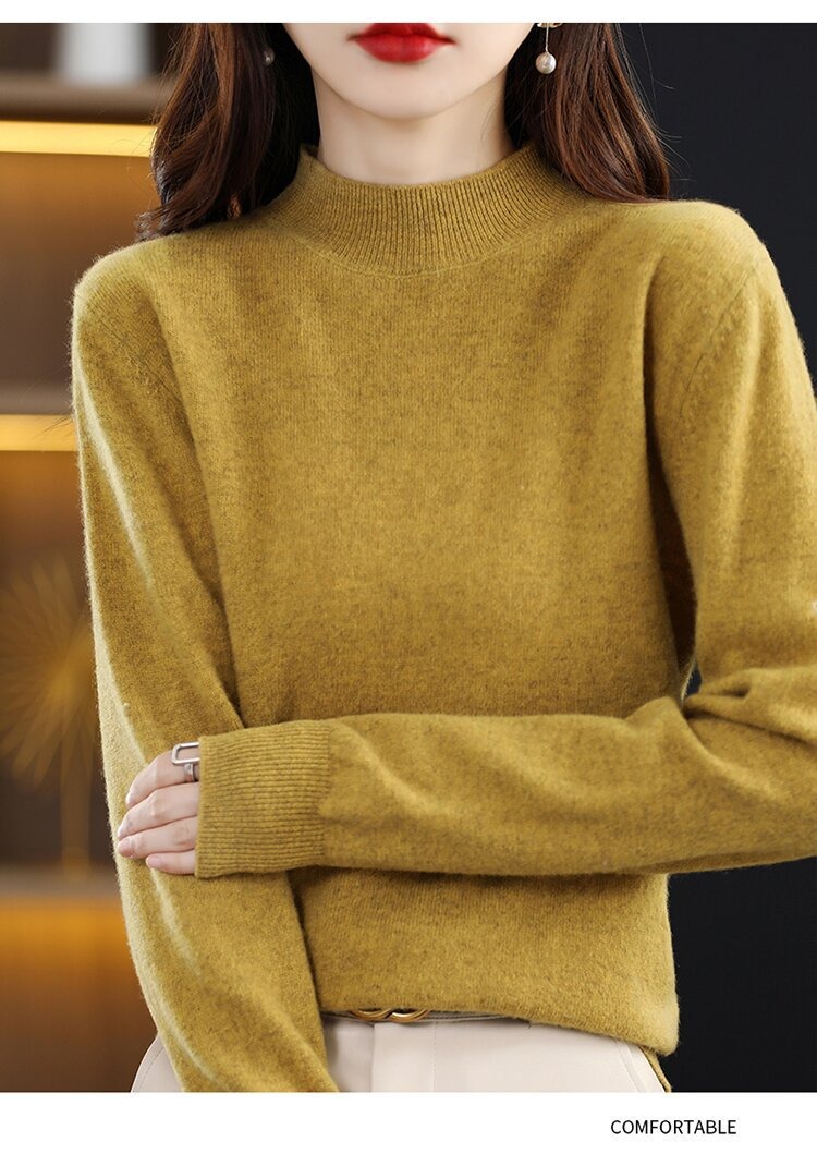 Picture of Bottoming Shirt Women's Knitted Sweater Women's Half-High Knitted Sweater Women's Cross-Border Knitwear Long-Sleeved Knitted Women's Bottoming Shirt Outer Wear