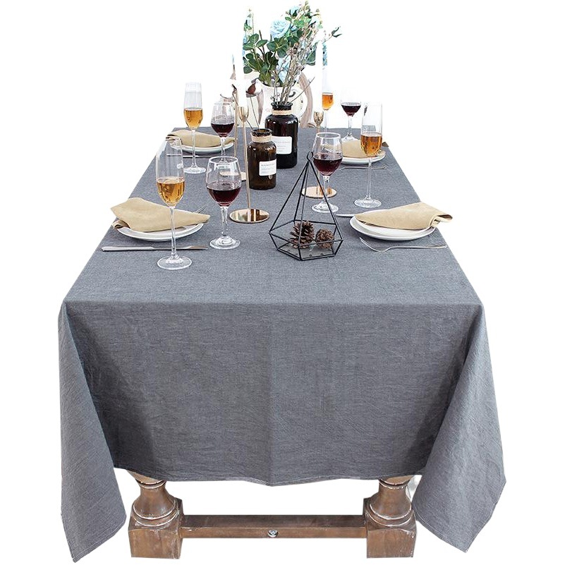 Ins Style Nordic Modern Simple Zen Plain Color European American Style Retro Solid Color Washed Cotton Cotton Tablecloth Cover Cloth