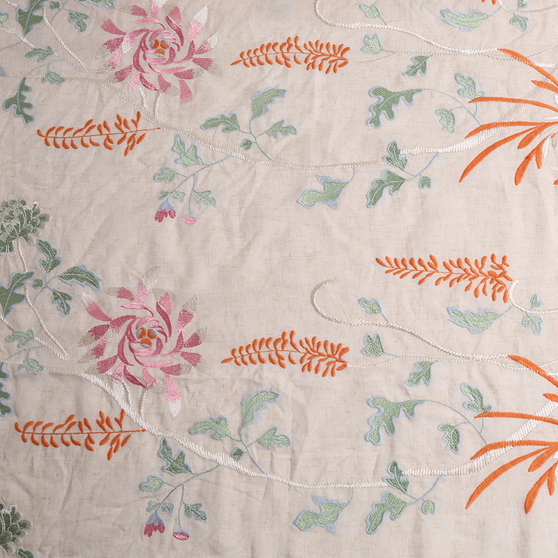 Picture of viscose linen brocade flower embroidery new chinese chrysanthemum cloth
