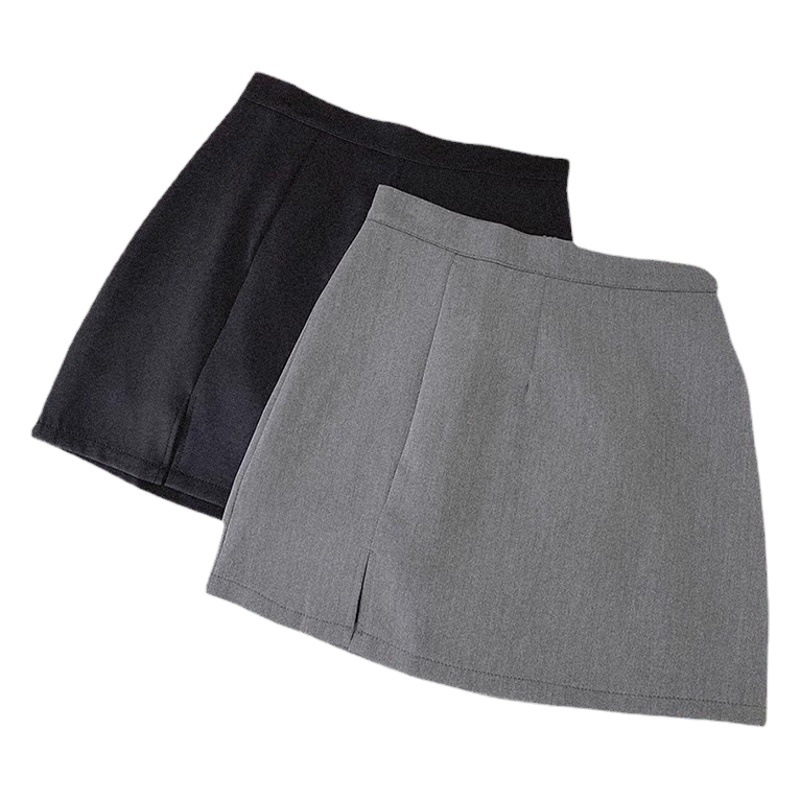 High Waist Anti-glare A- line Skirt Split Hip Skirt Women's 2023 New Korean Style Design Suit Skirt
