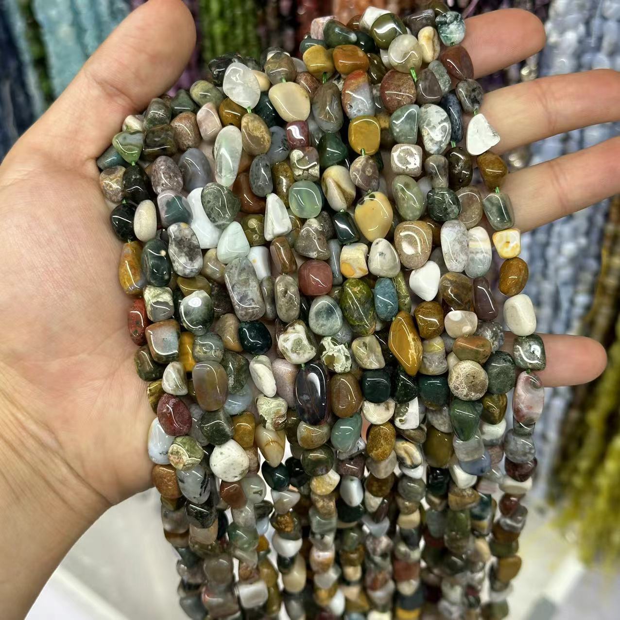 Picture of 8*10mm natural raw stone with loose beads semi-finished beads manufacturers spot wholesale jewelry accessories cross-border foreign trade