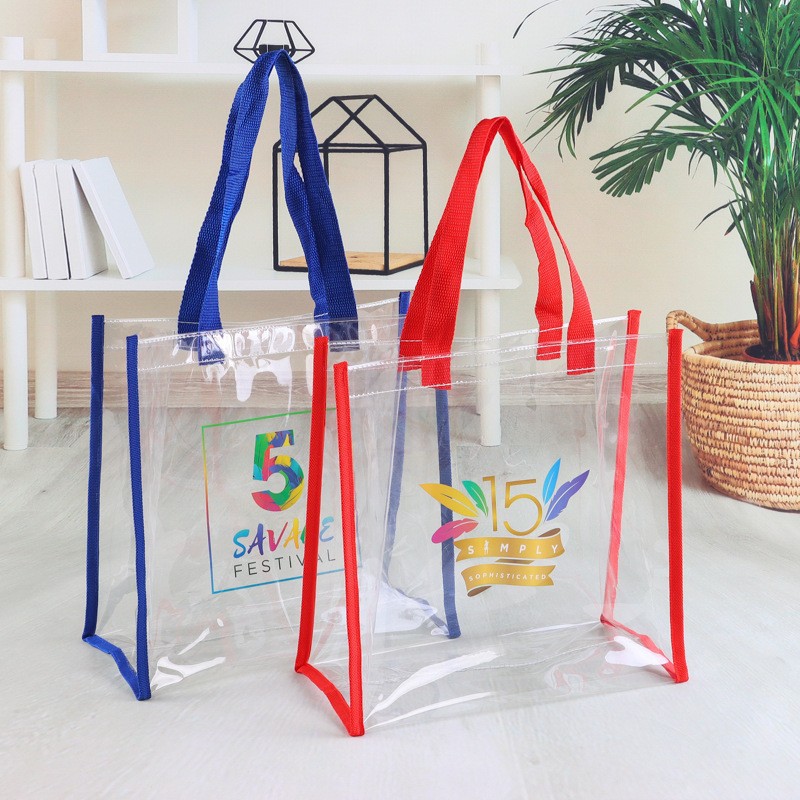 in stock Supply PVC Handbag Internet Celebrity Thickened Cosmetic Shopping Bag Flowers Wedding Candy Red Wine Gift Jelly Bag
