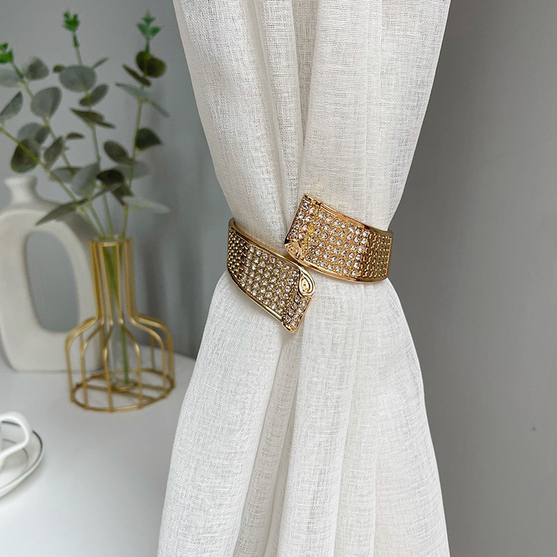 Factory wholesale Nordic light luxury curtain strap metal full drill wrong curtain buckle punch-free convenient curtain clip