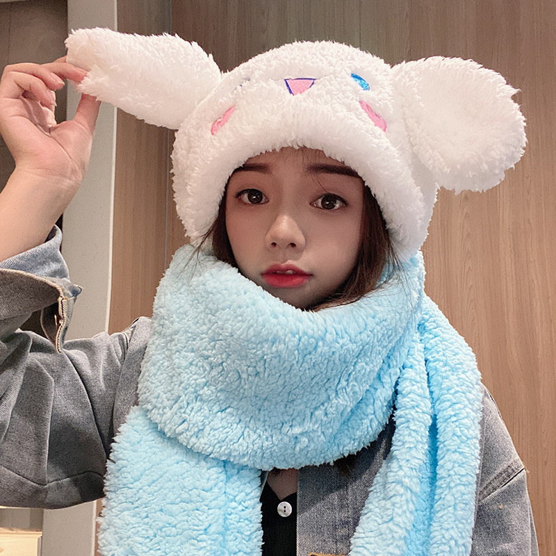Picture of Shirley Mei Jade Dog Melody Duffy Three-Piece Set Thickened Winter Warm Scarf Gloves Integrated Plush Hat for Women