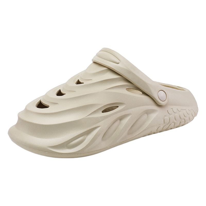 Cross-border plus size casual coconut hole shoes men's summer trendy closed toe sandals couple's one-piece shoes two-way beach shoes