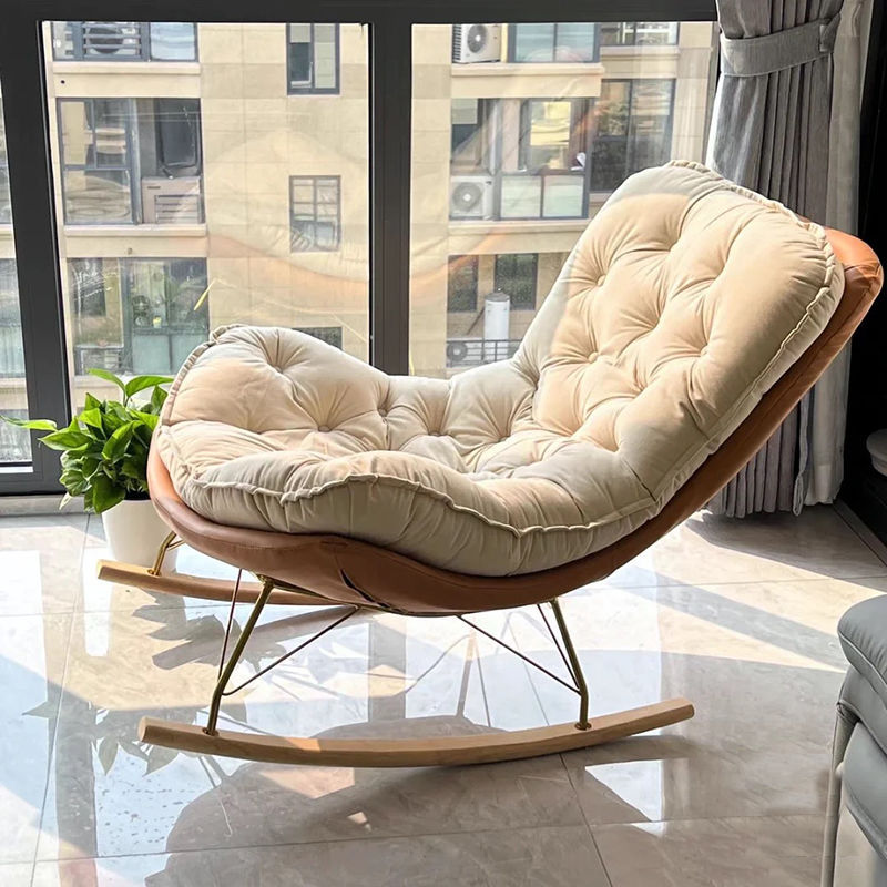Casual Home Rocking Chair, Lazy Lounge Chair, Accessible Luxury Living Room Technology Cloth Sofa Chair, Single Net Red Rocking Chair, Adult