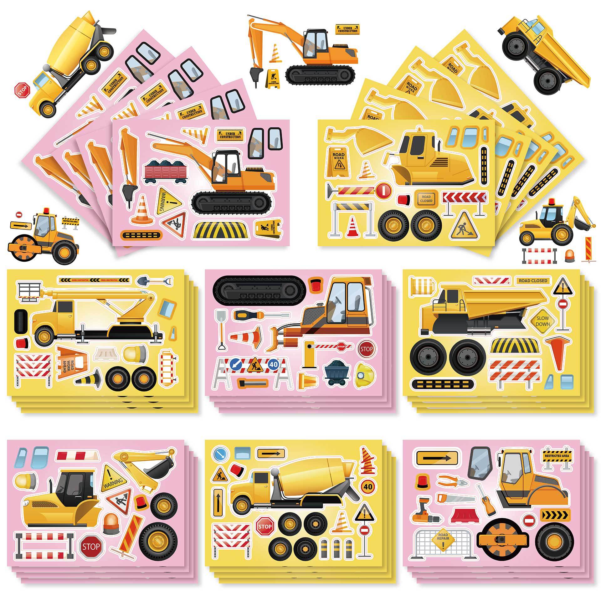 CM2305003 engineering truck children's cartoon cartoon parent-child interactive puzzle hand account DIY sticker
