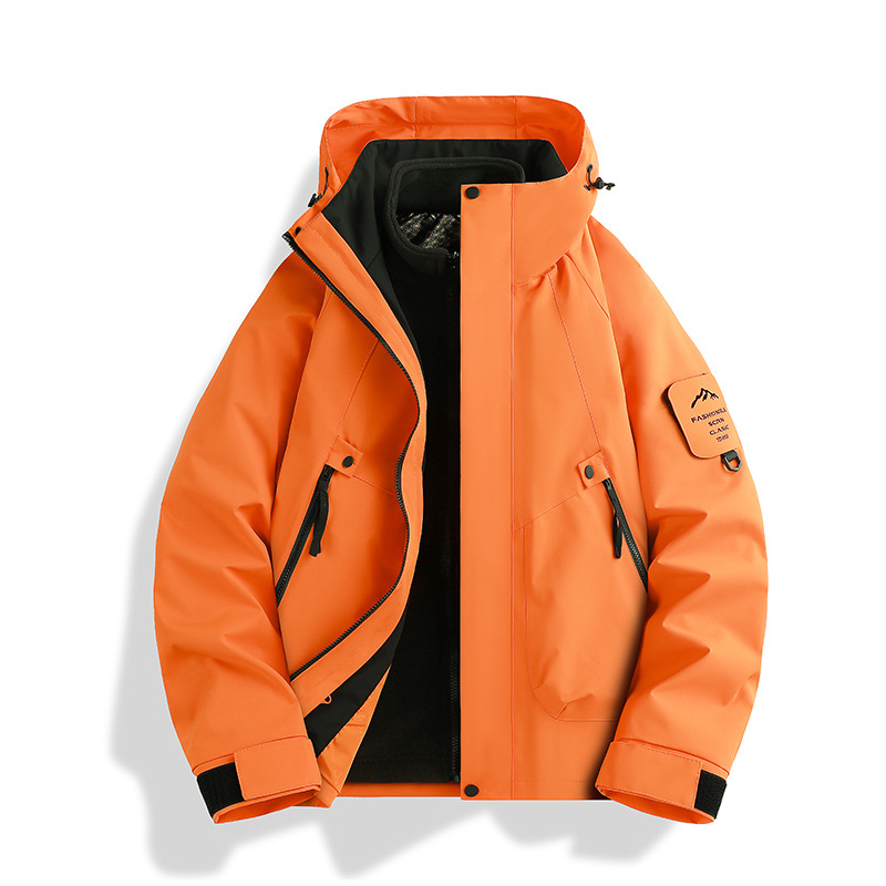 Picture of Three-in-one women's detachable autumn and winter two-piece outdoor windbreaker jacket men's water-repellent plus size mountaineering suit