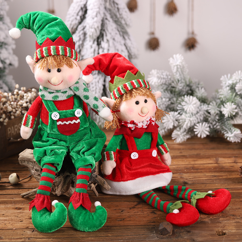 Qiachi Christmas New Product Christmas Hanging Leg Elf Sitting Doll Ornament Children's Gift Elf Doll Ornament