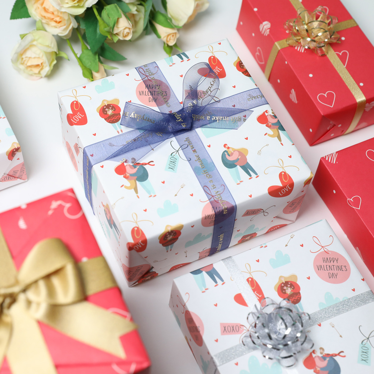 Valentine's Day Wrapping Paper Holiday Gift Box Handmade Paper Festive Accompanying Gift ins Wind Couple Tanabata Gift Wholesale