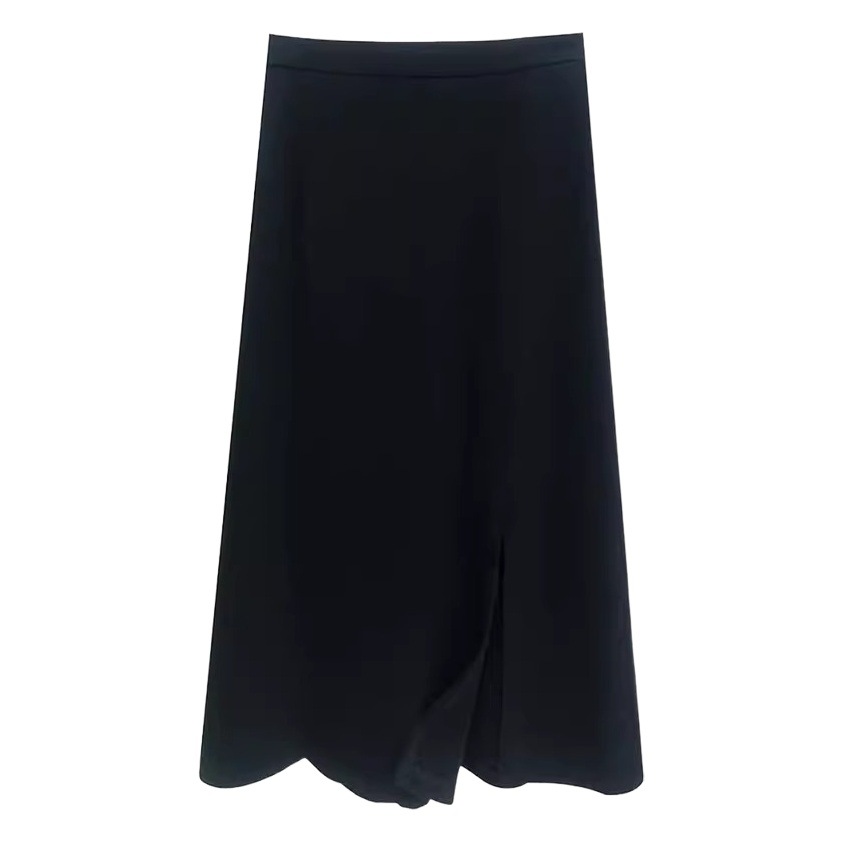 Vintage Split Skirt Women's 2024 Spring High Waist Slimming A- line Skirt Fashionable Korean Style Mid-length One-step Skirt