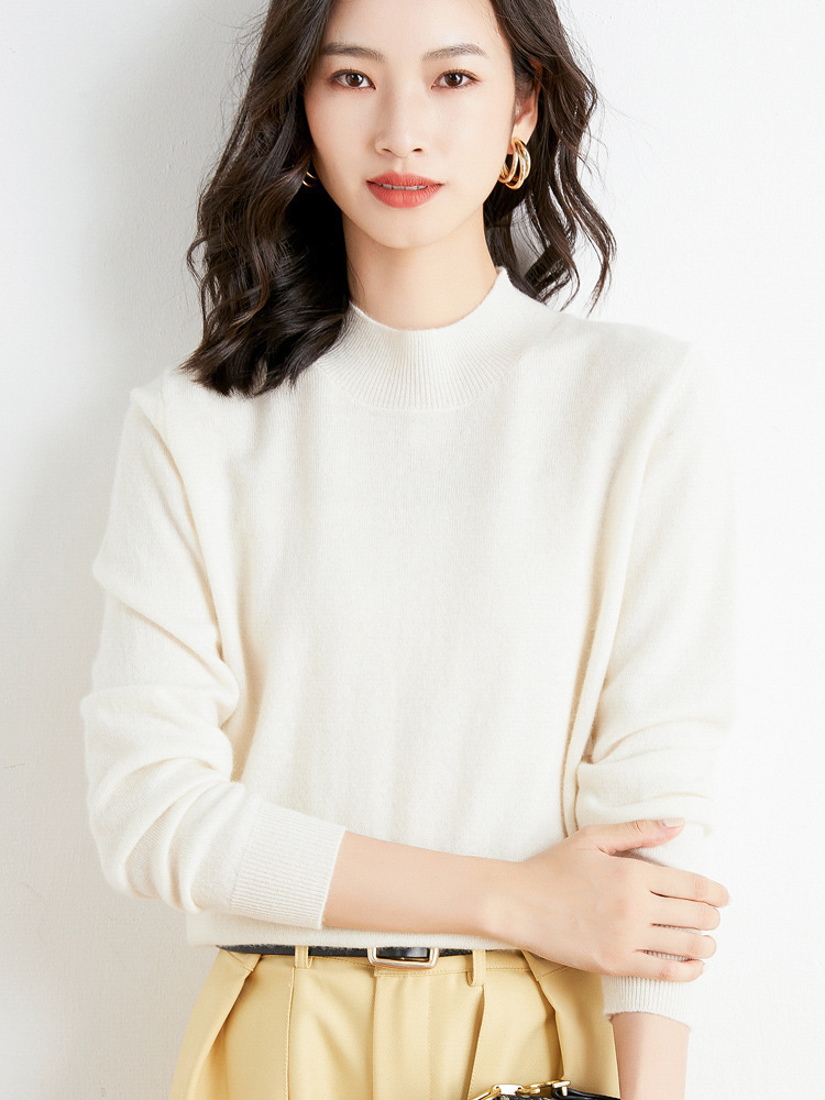 Picture of 2022 Spring and Autumn New Women's Loose Half-turtleneck Wool Knitwear Pullover Base Shirt Sweater