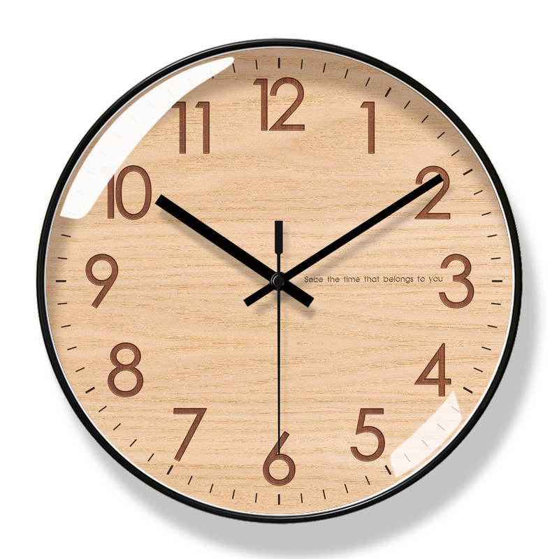 Picture of Yipula 6857 Wooden Texture Wall Clock Living Room Clock Fashion Art Clock Wall Watch Silent Sweep Second Quartz Clock