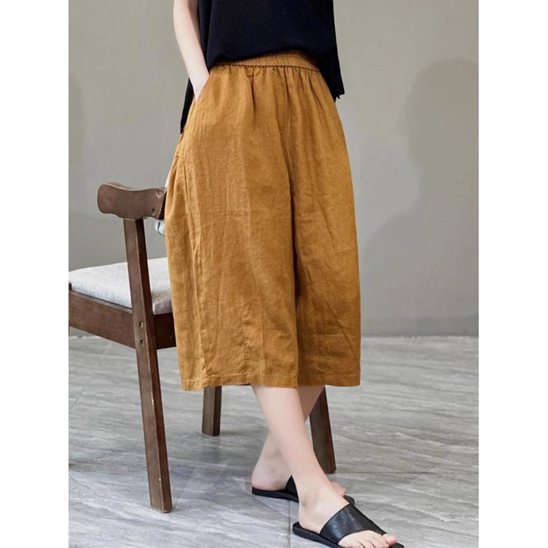 Fashion Cotton Linen Wide Leg Pants Women's Summer Thin Capri Pants 2025 New Shorts Mother Straight Pants Casual Pants