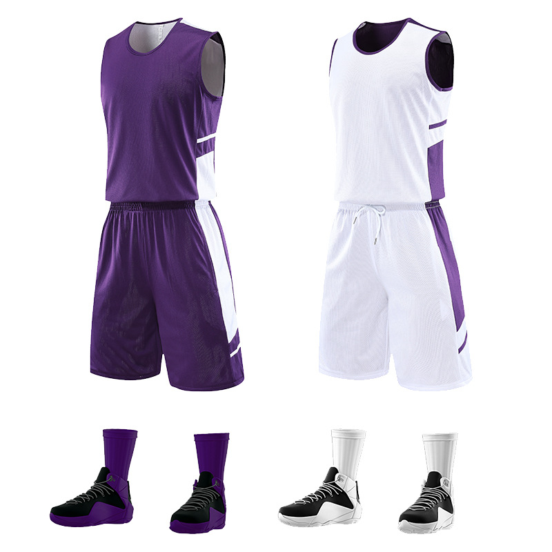 Outdoor Sports Leisure Dry Breathable Sweat Absorbing Summer New Double-sided Wear Sports Basketball Clothing Training Clothing Set