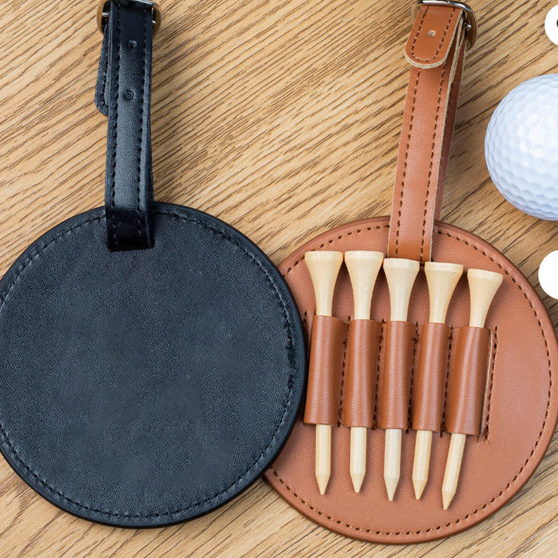 Picture of Outdoor Golf Nail Seat Storage Leather Case PU Leather Hangable Portable Golf Nail Round Storage Set