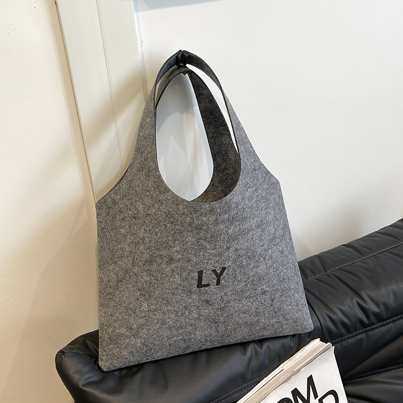 New Grey Felt Bag Custom Felt Handbag Hand Bag Gift Bag Large Capacity Tote Storage Bag Printable LOGO