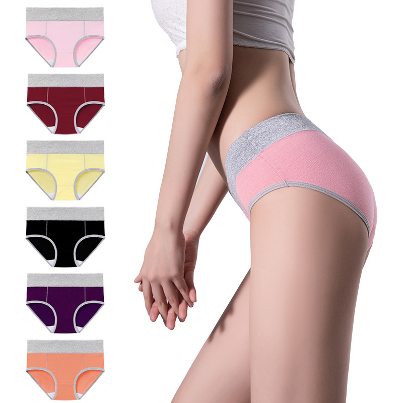 Cross-border foreign trade Amazon plus large size seamless solid color simple black cotton waist briefs hip underwear