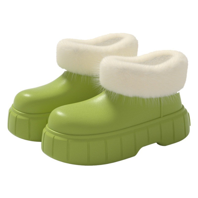 High-top waterproof bag heel cotton-padded shoes women's winter indoor home fleece-lined warm drooping feeling EVA outdoor rain boots cotton-padded slippers