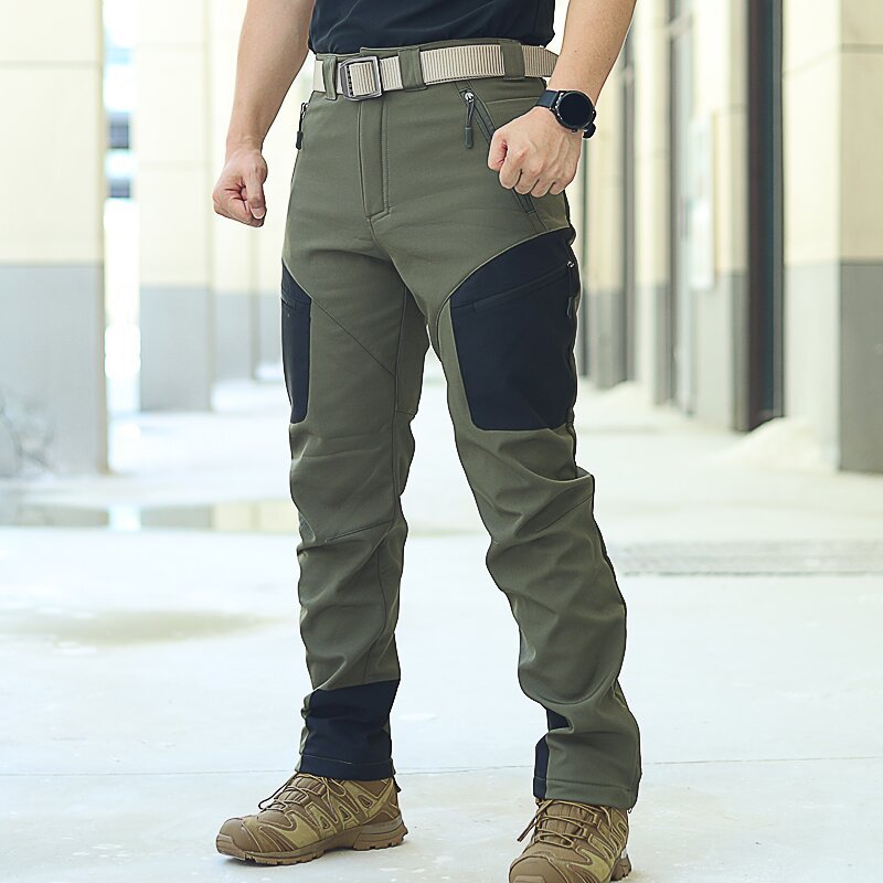 Temu New Soft Shell Pants Shark Skin Warm Pants Autumn and Winter Outdoor Sports Cold-proof Pants American Multi-functional overalls