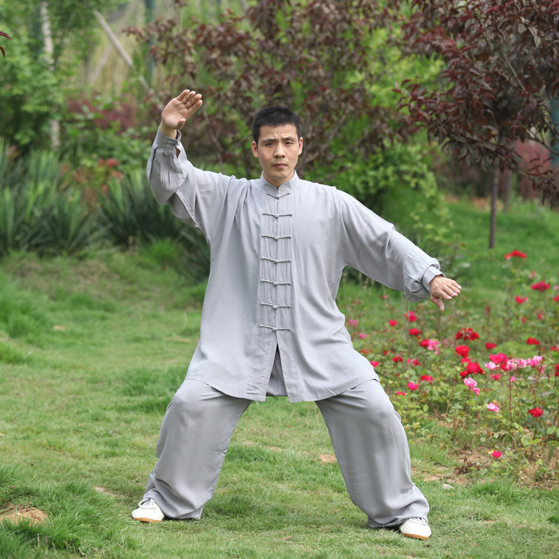 Picture of Long sleeve cotton silk Tai chi practice clothes summer men's and women's 5-color fitness clothes suit tai chi morning exercise performance clothing