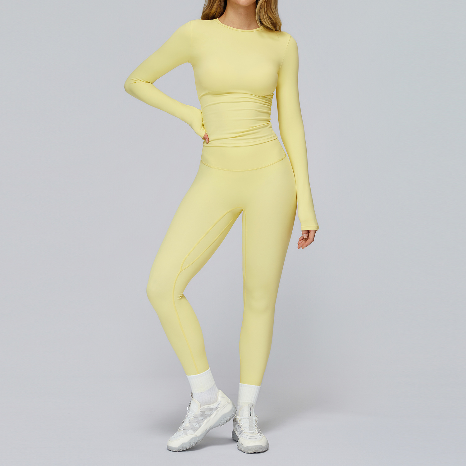 Picture of Zechuang European and American tight brushed yoga suit quick-drying workout clothes winter outdoor running sports suit female 8519
