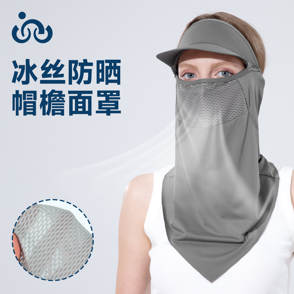 Summer New Ice Silk Sunscreen Women's Outdoor Sports Full Face Sun Hat Breathable Riding Neck Protection Face Towel for Men
