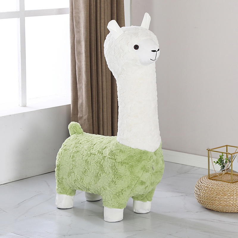 Alpaca creative living room floor-to-ceiling cartoon children's shoe change sofa seat stool leisure chair animal ornament stool stool