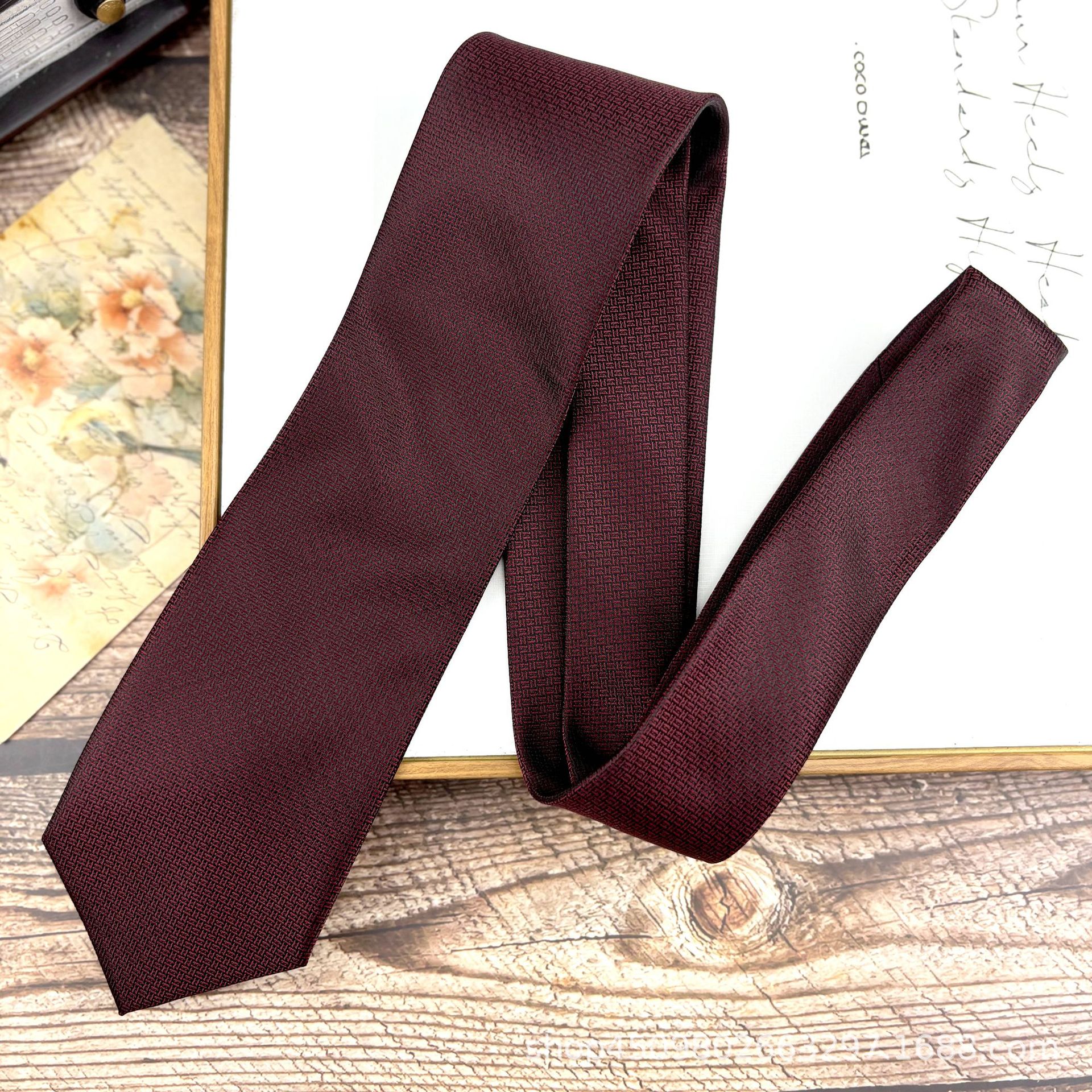 Picture of Retro Casual Clear Color Texture Tie Solid Color Men's Professional Dress Gentleman Working Groom Wedding Cafe Green