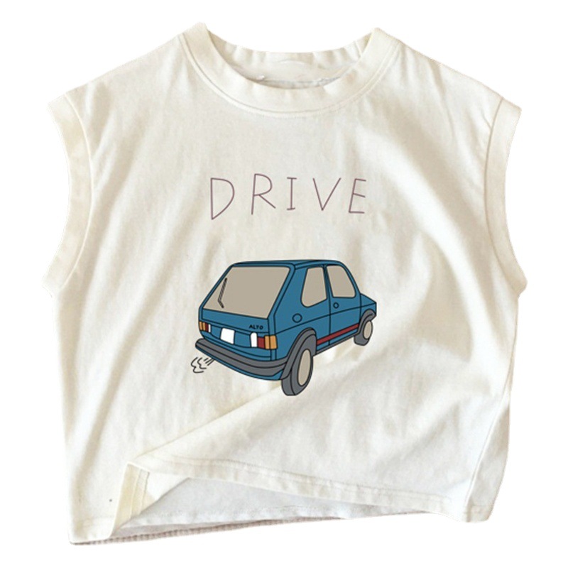 Picture of Pure Cotton Baby Kidsren's Sleeveless T-Shirt 2025 New Cartoon Car Versatile Boys and Girls Vest Undershirt Top Summer