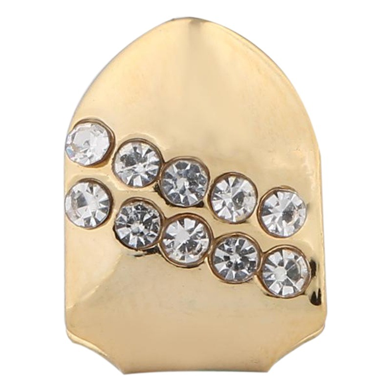 AliExpress Amazon Big Gold Teeth Europe and the United States cross-border single twill Diamond hip-hop gold teeth braces a generation of hair