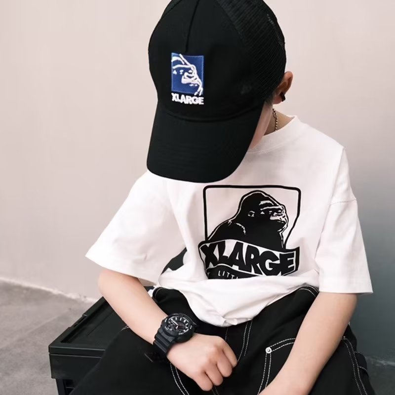 Boys' Short-sleeved T-shirt Large Children's Crewneck 2024 Summer New Children's Fashionable Brand Fashionable Top Popular Children's Wear