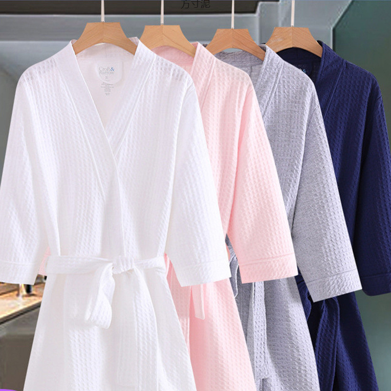 Spring and autumn new nightgown loose waffle bathrobe for men and women hotel bathrobe summer morning robe couples pajamas wholesale