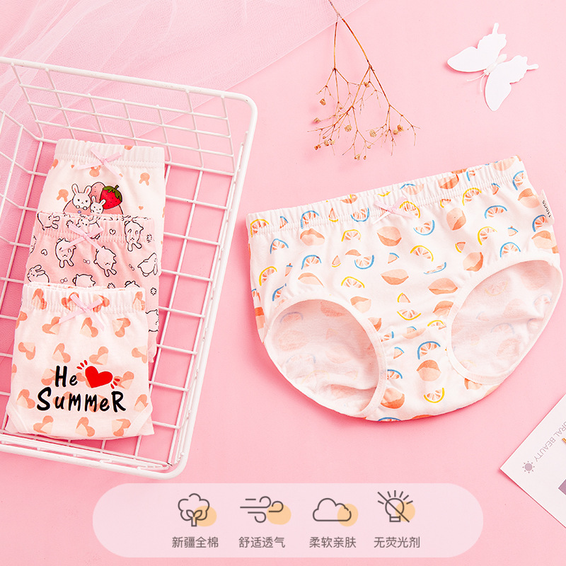 Picture of Children's underwear girls' baby cotton triangle boxer little girl's four-corner big children's shorts 100% cotton 100% without pp