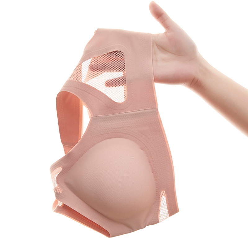 Picture of Traceless Beauty Back Underwear Women's Big Chest Shiny Summer Thin Comfortable Breathable Vest Small Chest Push-up Sports Bra