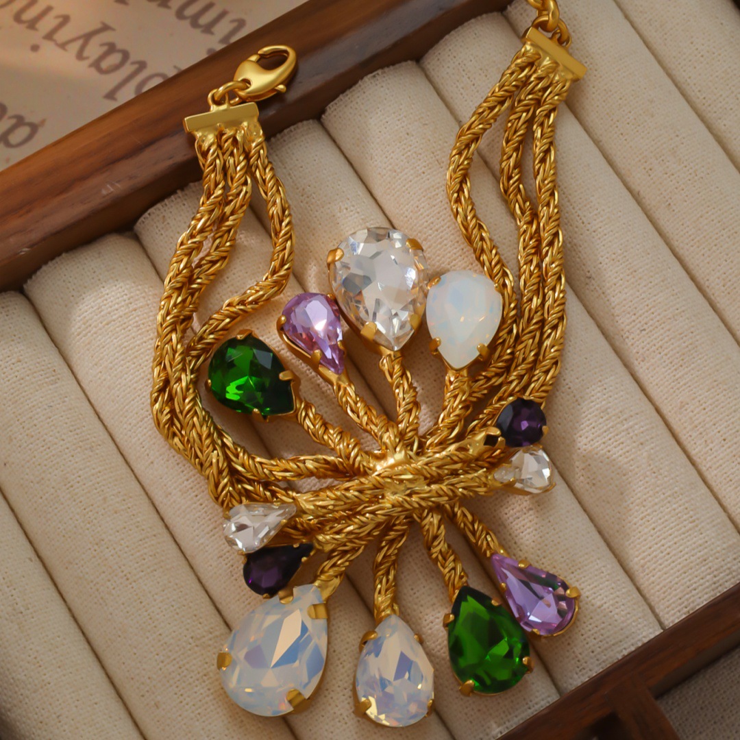 Picture of Middle Ancient Vintage Palace Vintage Fireworks Necklace Glazed Necklace Gold Plated Heavy Industry High Quality Sense