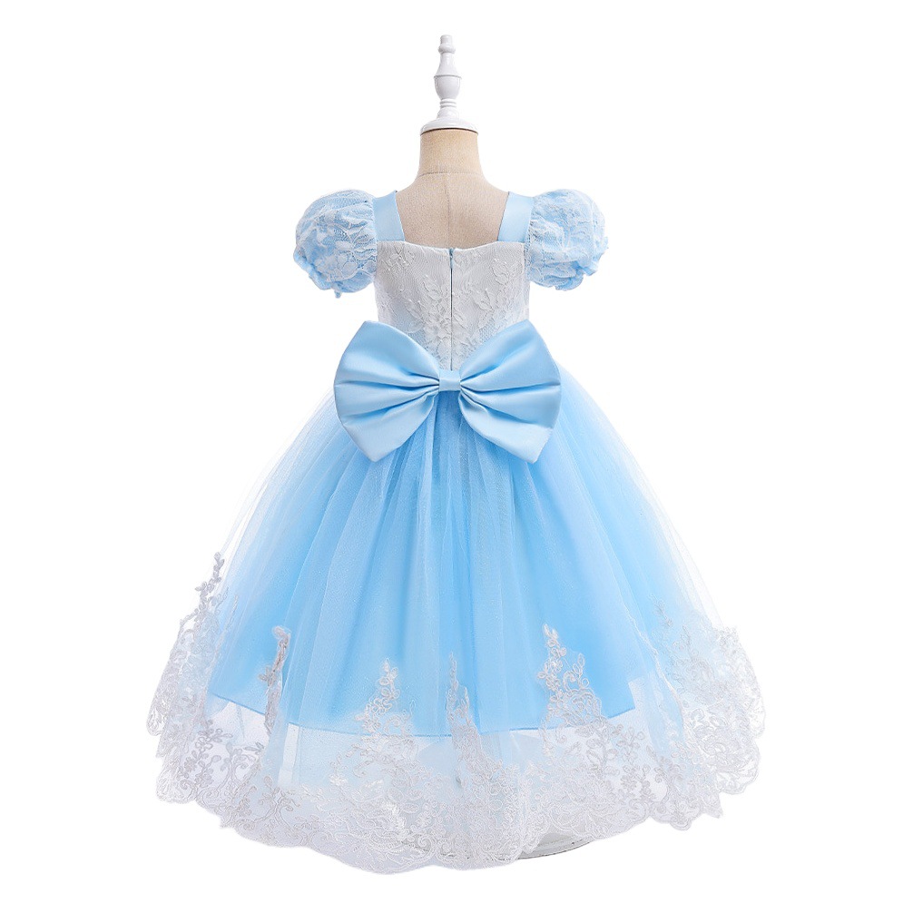 Amazon Children's Dress Lace Stitching Mesh Dress Girls Cinderella Puff Princess Dress Costume