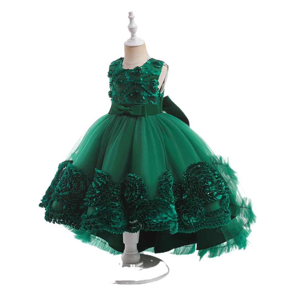 European and American Amazon Girls' Dress Princess Dress Western Style Fluffy Gauze Tail Dress Kidsren's Birthday Party Evening Dress