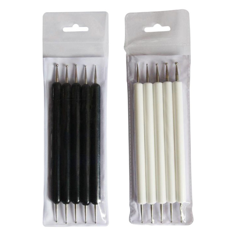 Amazon new double acrylic rod round head indentation pen 5-piece set of manual DIY paper pen three-color optional