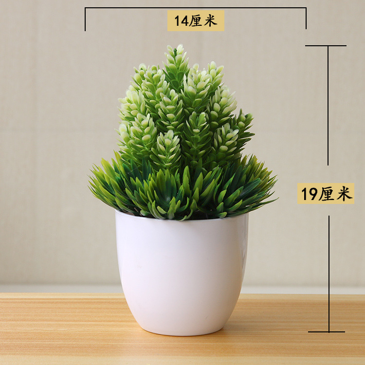 Picture of Sakura Snowball Simulated Plant Potted Grass Ball Bonsai Small Tree Home Decoration Flower Ornament Creative Mini Small Round Ball