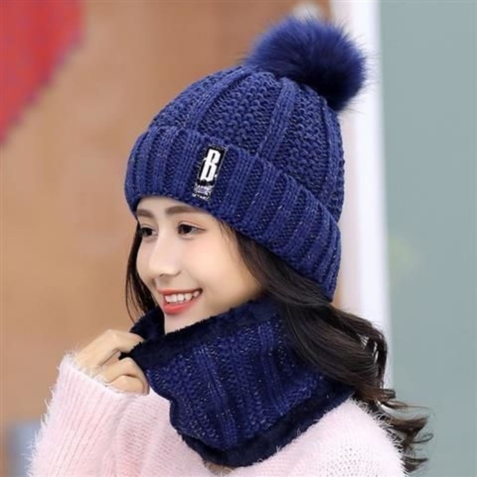 Picture of Hat Women's Autumn and Winter Velvet Thickeneded Korean Style Versatile Warm Cycling Women's Knitted Cold-Proof Hat Ear Protection Hat